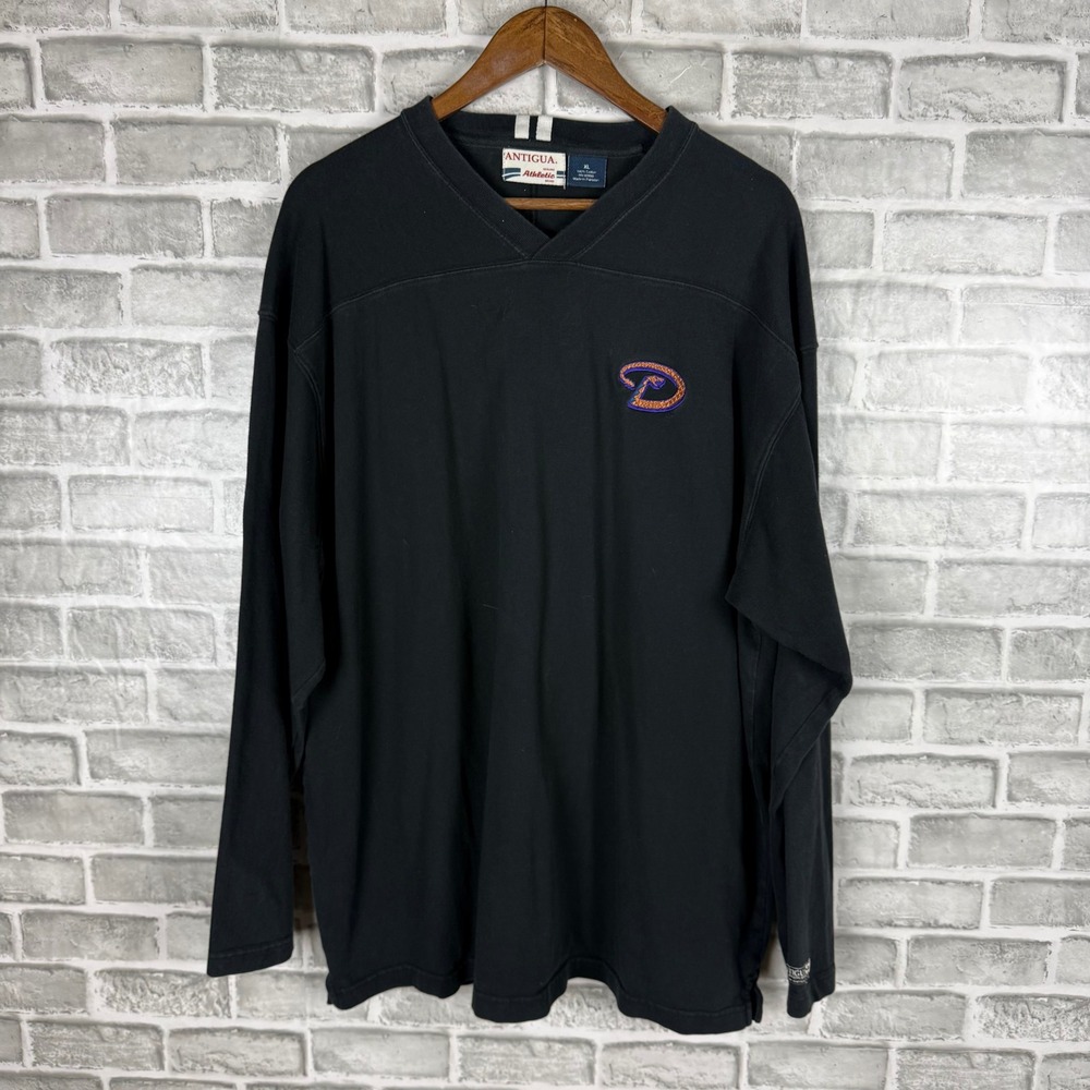 Antigua Arizona Diamondbacks Mens XL Black V-Neck Long Sleeve Shirt Embroidered
